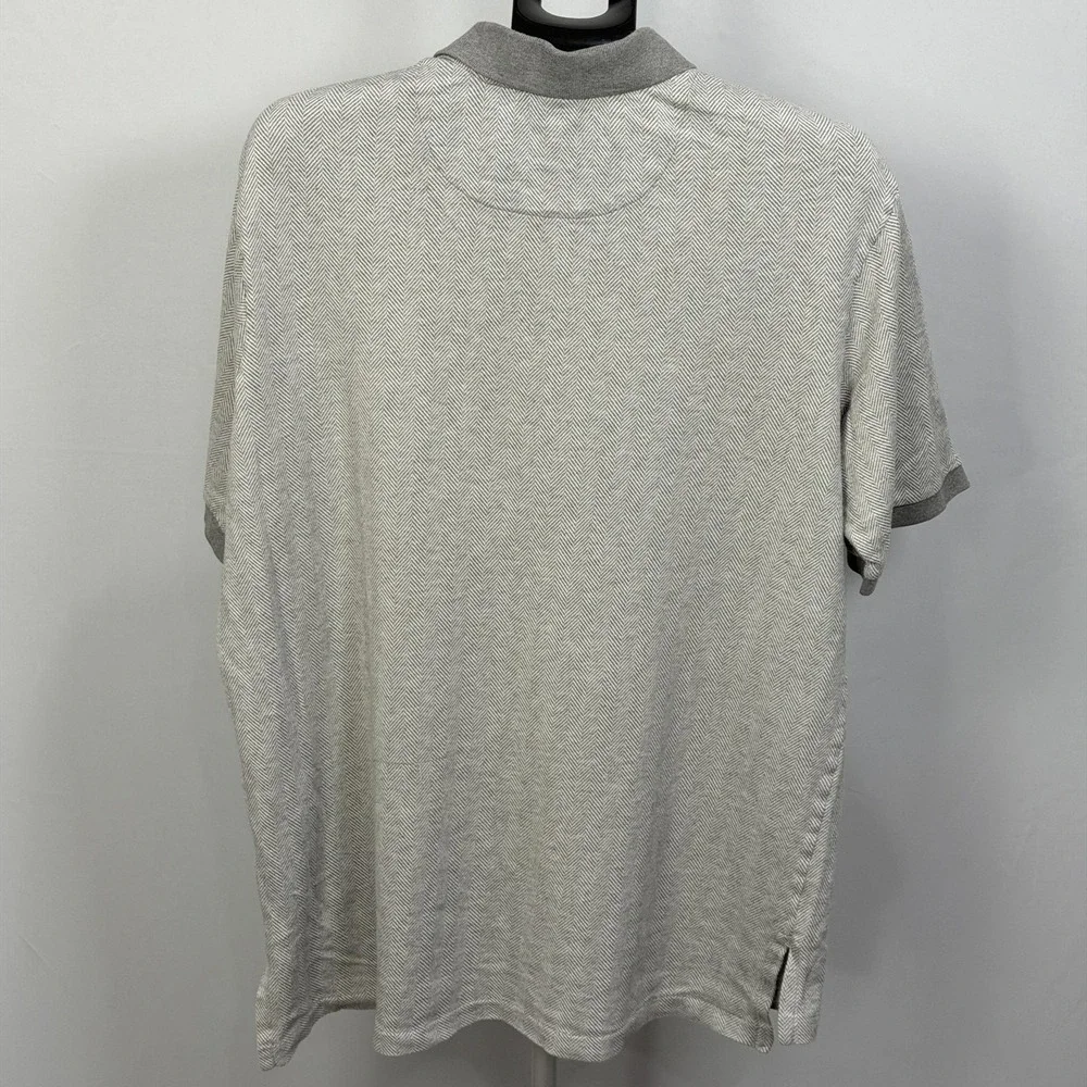 Polo Ralph Lauren Polo Golf Shirt Mens‎ XL Gray Herringbone Cotton Short Sleeve